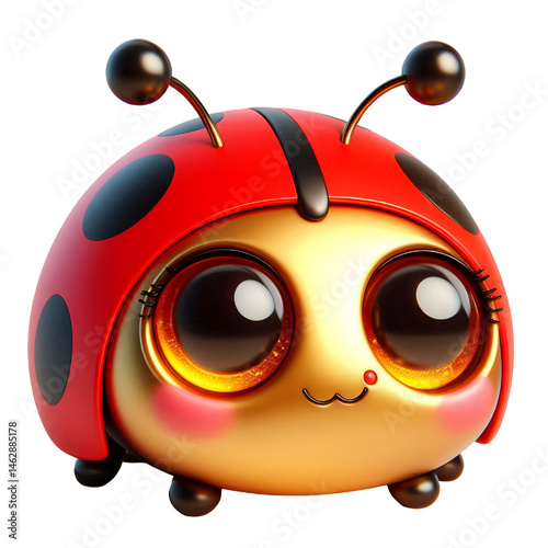 Cute 3D ladybug isolated on white background