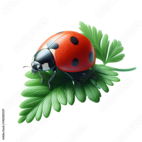 Cute 3D ladybug isolated on white background