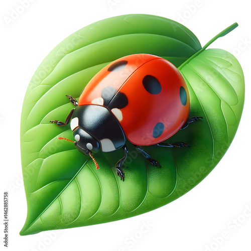 Cute 3D ladybug isolated on white background