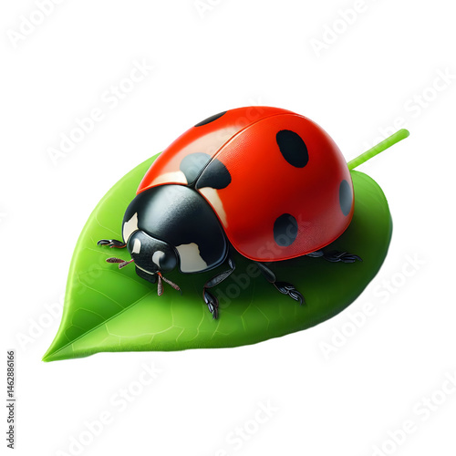 Cute 3D ladybug isolated on white background