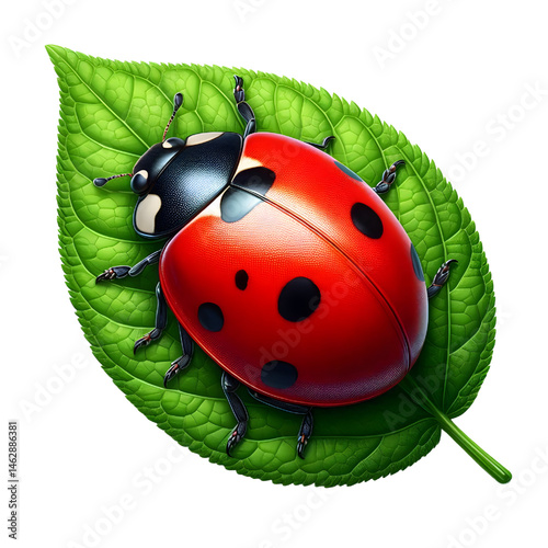 Cute 3D ladybug isolated on white background
