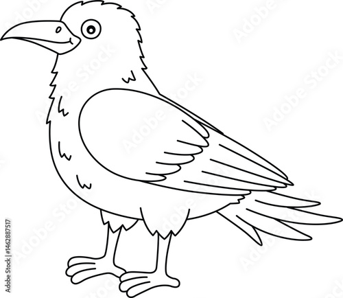 Bird Crow Isolated Coloring Page for Kids 