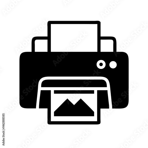 printer with photo output silhouette on transparent background for web and graphic design