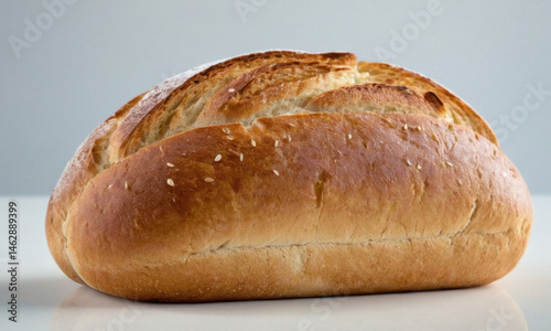 Obraz na płótnie A loaf of bread sits on a table, ready to be used or served w salonie