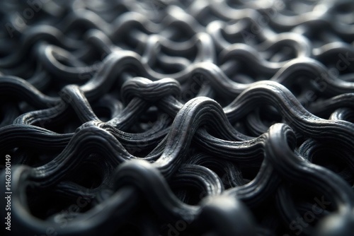 Symmetrical interlocking circles forming a grid, monochrome palette, simple, oval