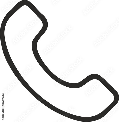  Black Line Telephone Handset Icon for Communication Apps, Contact Us Pages, and Support Widgets in Minimal Vector Style on Transparent Background