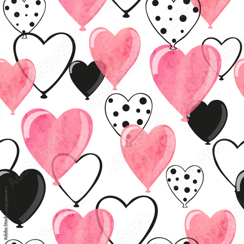 Heart balloons seamless pat...