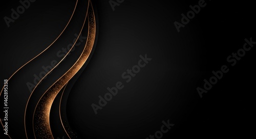 Elegant abstract background with golden curves on a dark surface