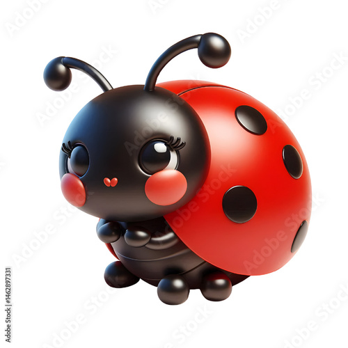 Cute 3D ladybug isolated on white background