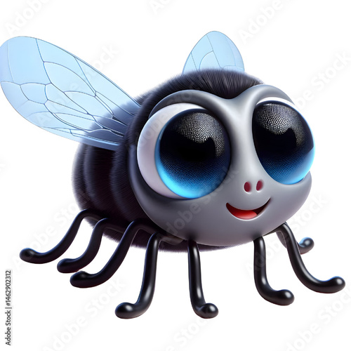 Cute 3d fly insect isolated on white background