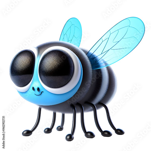 Cute 3d fly insect isolated on white background