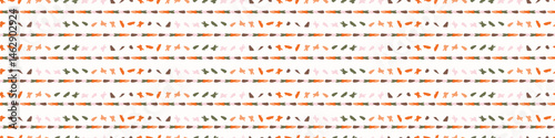 Simple whimsical modern floral abstract border shape seamless pattern. Trendy pastel color banner with hand drawn playful style for edging trim, wash tape and summer texture ribbon background.