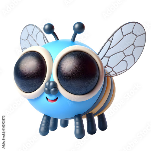 Cute 3d fly insect isolated on white background