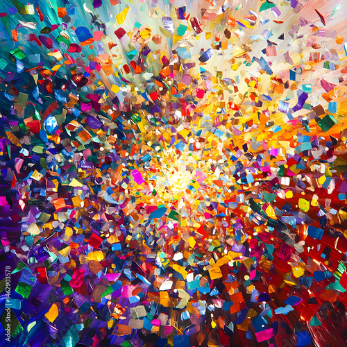 Vibrant Confetti Celebration: A Burst of Colorful Joy and Festive Excitement in Motion