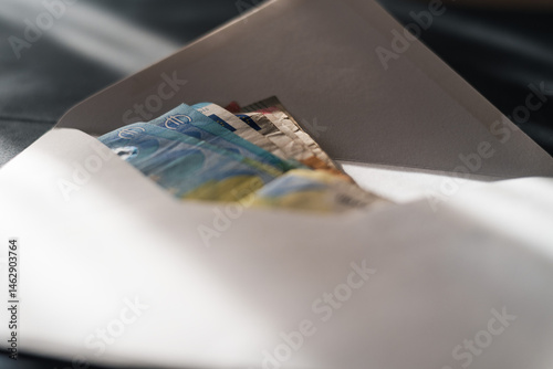 Obraz na płótnie European currency Euro, banknotes in the white envelope w salonie
