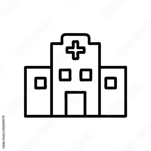 Hospital building outline in minimalist style  