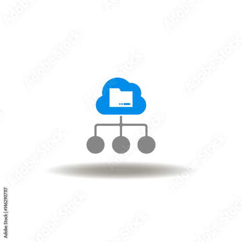 Obraz na płótnie Vector illustration of cloud with directory and internet network. Icon of sharing web data. Symbol of proxy server. w salonie