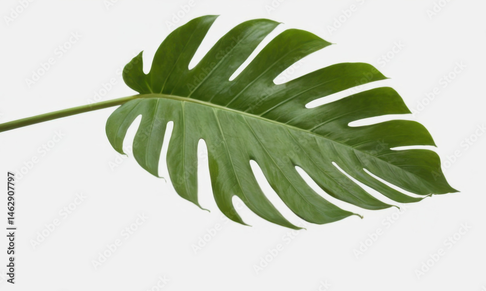 A single large green leaf on a clean white background