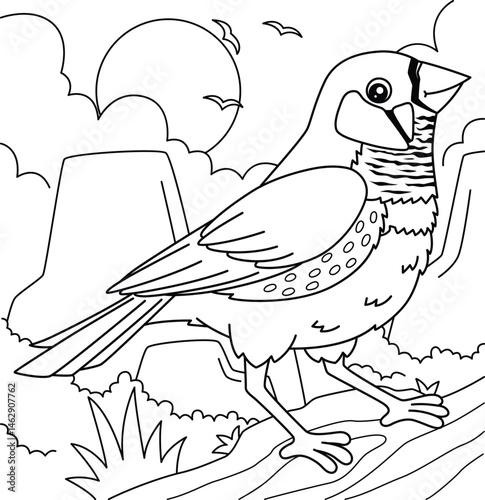 Bird Finch Coloring Page for Kids 