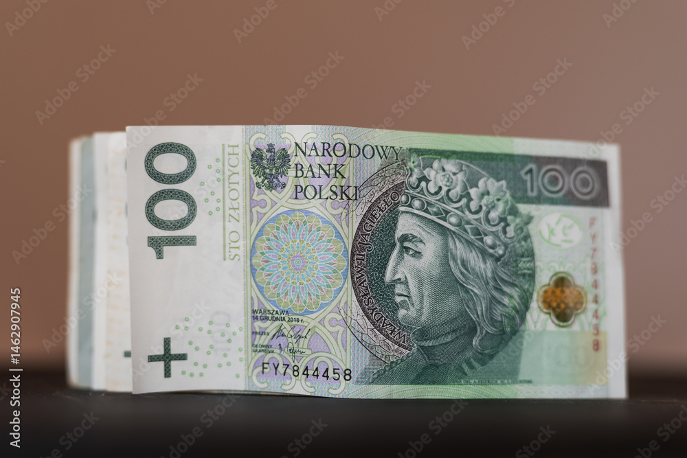 Polish currency - zloty PLN, banknotes one hundred