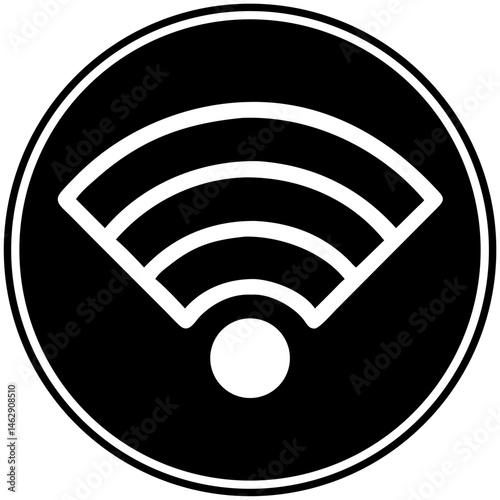 WiFi symbol in minimalist black and white design representing connectivity  