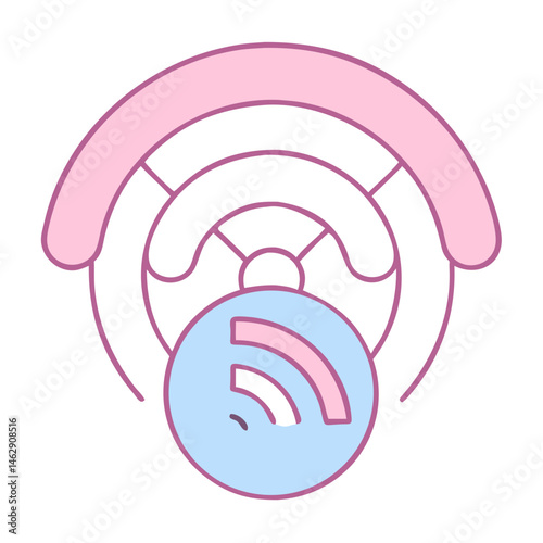 WiFi signal illustration with pink and blue colors for connectivity concept  
