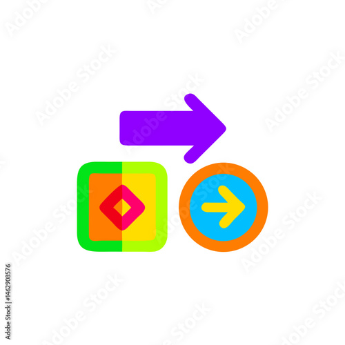Colorful abstract icons representing progress and direction concept  
