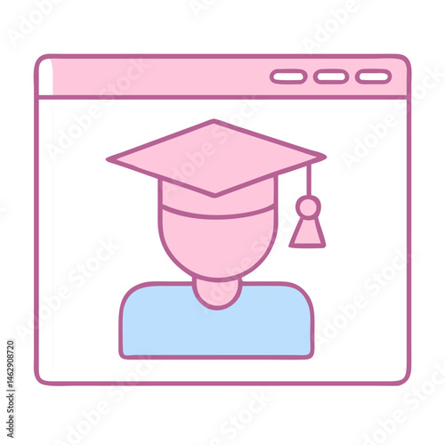  Student avatar with graduation cap in browser window for educational platforms, e-learning profiles, academic portals, and student dashboards