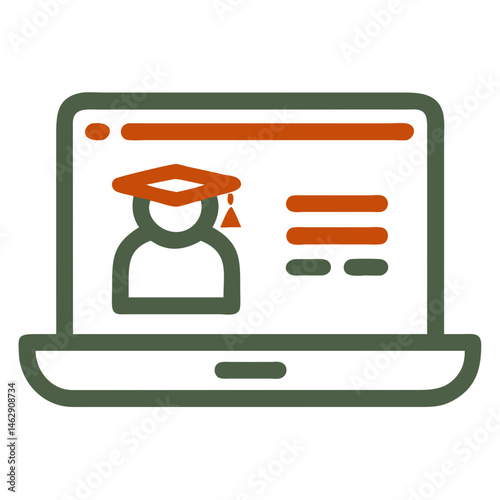  Online learning student profile on laptop screen for education technology platforms, virtual classrooms, e-learning dashboards, and academic tools