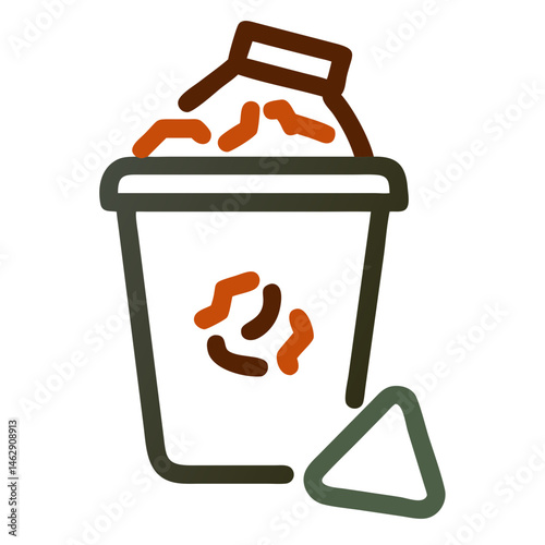 Stylized organic waste bin icon with compost symbol – minimal illustration for eco campaigns, composting guides, recycling education, and zero-waste lifestyle content

