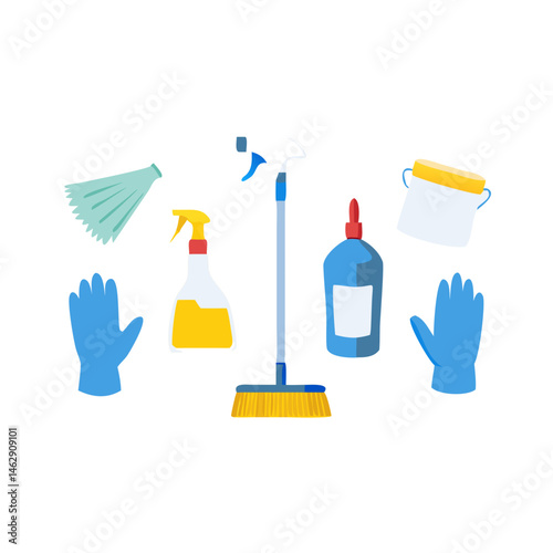 Cleaning Tools Vector Illustration Against White Background  