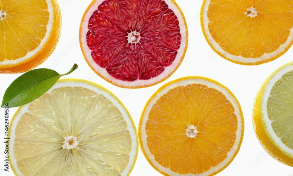Freshly cut citrus fruits, perfect for cooking or decoration
