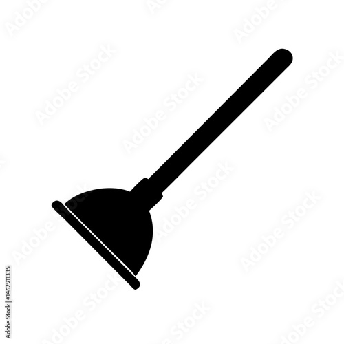 toilet plunger silhouette on transparent background for web and graphic design