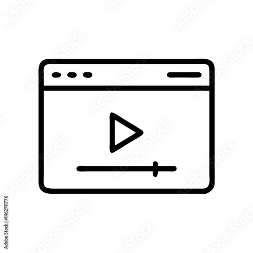 video player window on transparent background for web and graphic design
