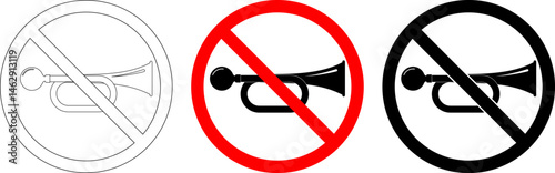 circle No Horn sign set