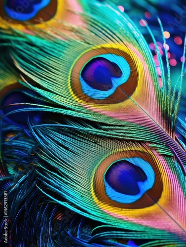 Vibrant peacock feathers photo