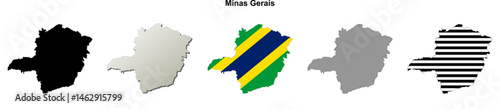 Minas Gerais state (Brazil) outline map set