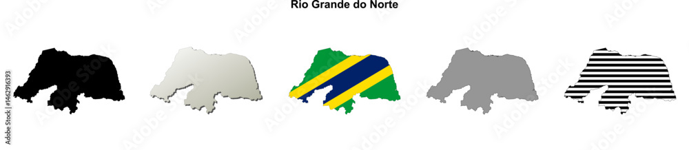Obraz premium Rio Grande do Norte state (Brazil) outline map set