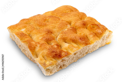 Slice of flatbread Genoese focaccia isolated