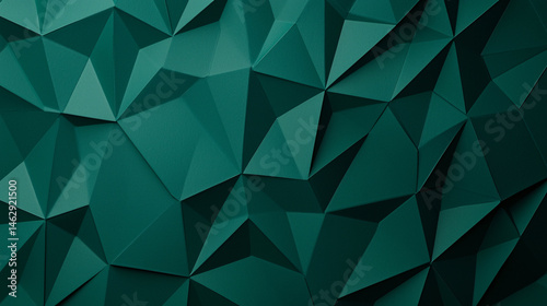 Abstract dark teal geometric background with triangular facets creating a modern polygonal surface design.