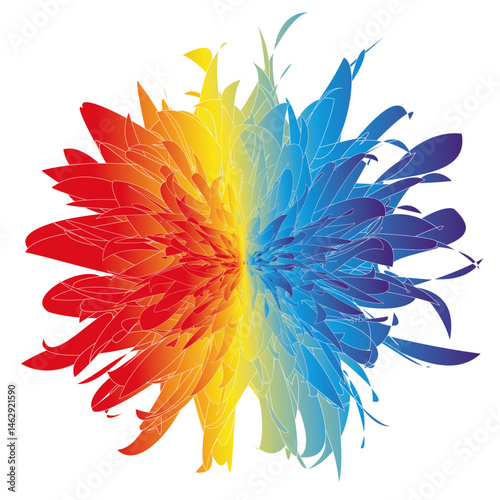 The crisp lines and smooth gradients suggest the design is created using vector graphics software, making it easily scalable without loss of quality. 
