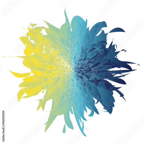 The crisp lines and smooth gradients suggest the design is created using vector graphics software, making it easily scalable without loss of quality. 
