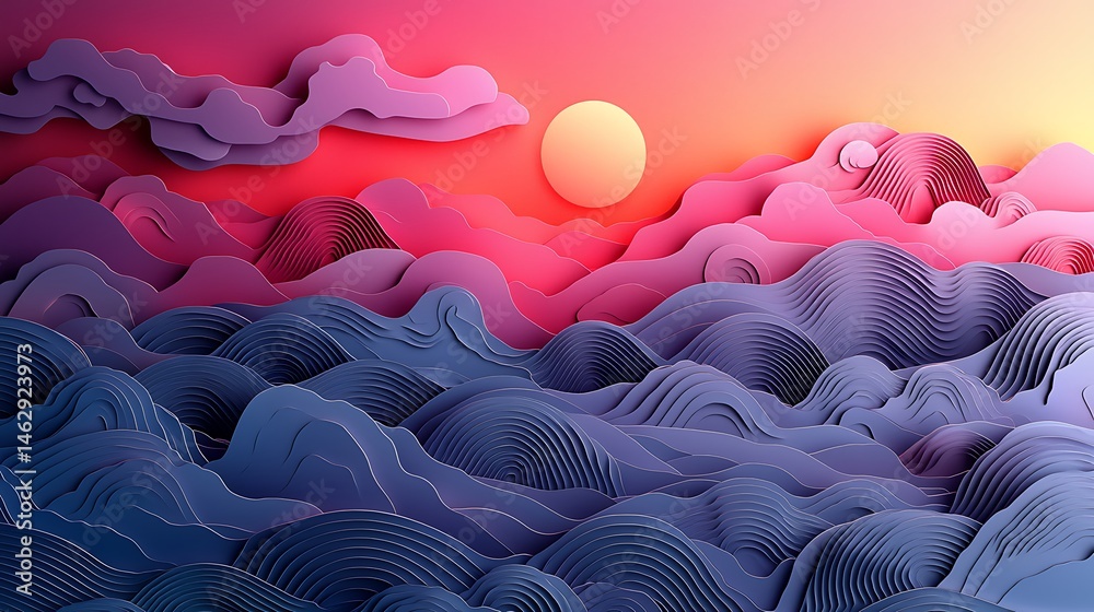 Fototapeta premium a colorful background with a sunset and clouds