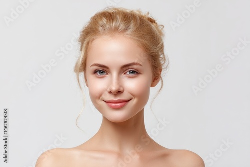 Blond Woman's Serene Portrait: Soft Lighting, Smooth Skin