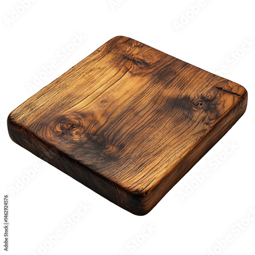Rustic wooden cutting board vintage wood chopping block food photography on transparent background