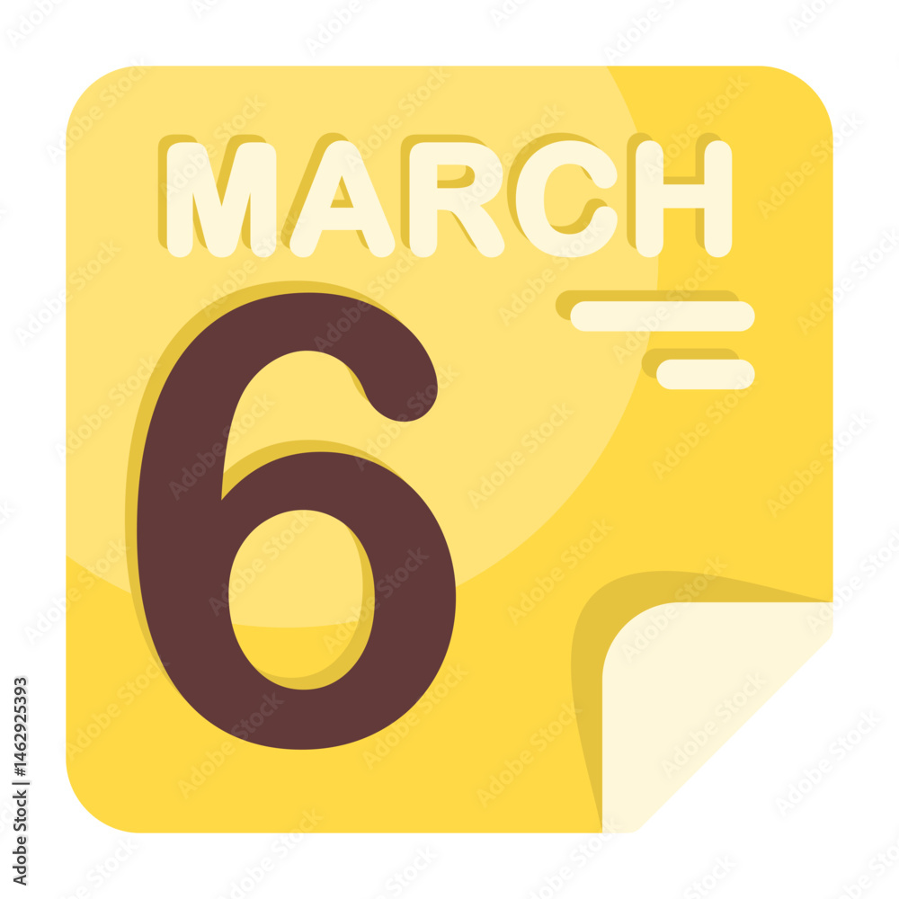 Obraz premium 6 March Calendar Icon