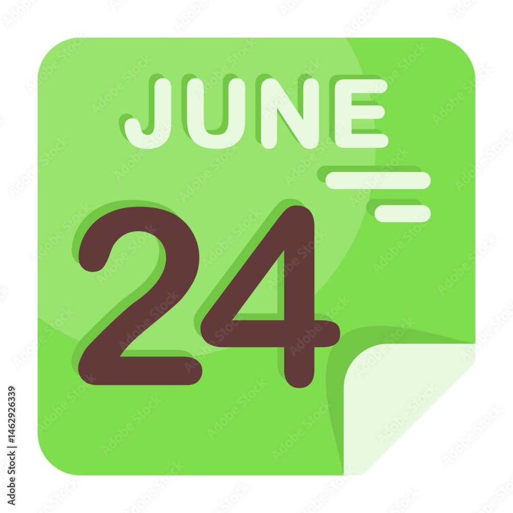 24 June Calendar Icon 24 June Calendar Icon