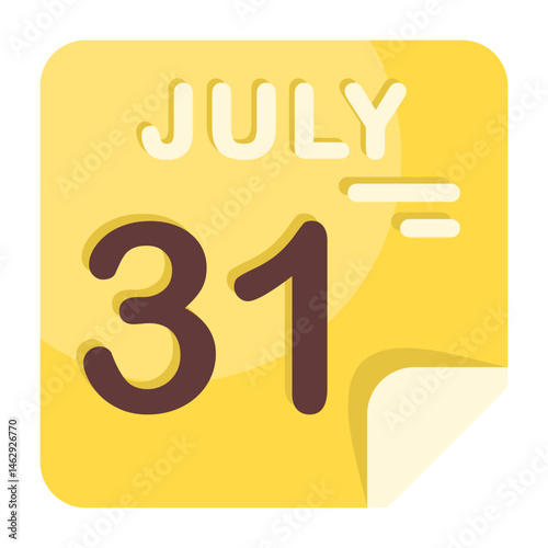 31 July Date on Calendar Flat Style Icon