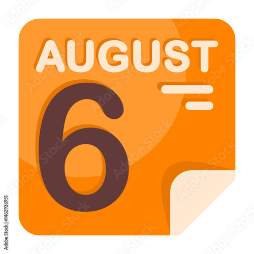 6 August Calendar Icon