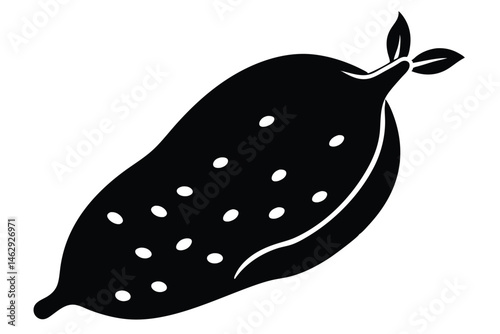 A whole papaya icon shows dark skin and light seeds on a white backdrop